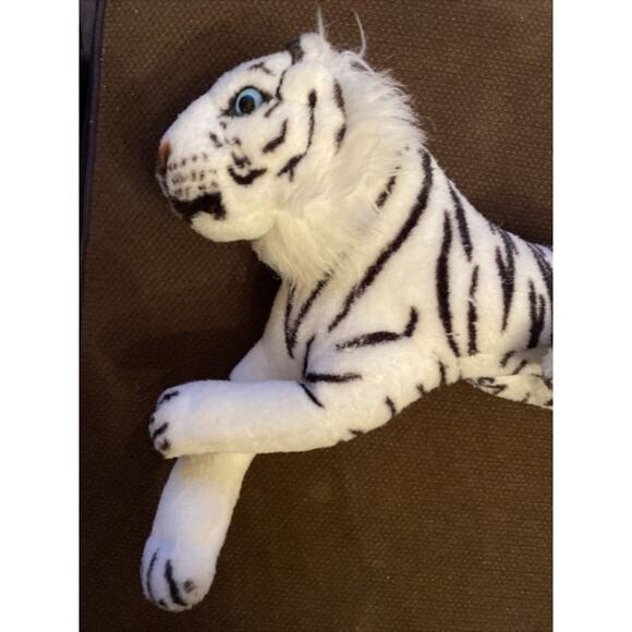 Plush White Tiger 18" to Tail Blue Eyes Long Cross Paws  Read Below - Picture 5 of 12